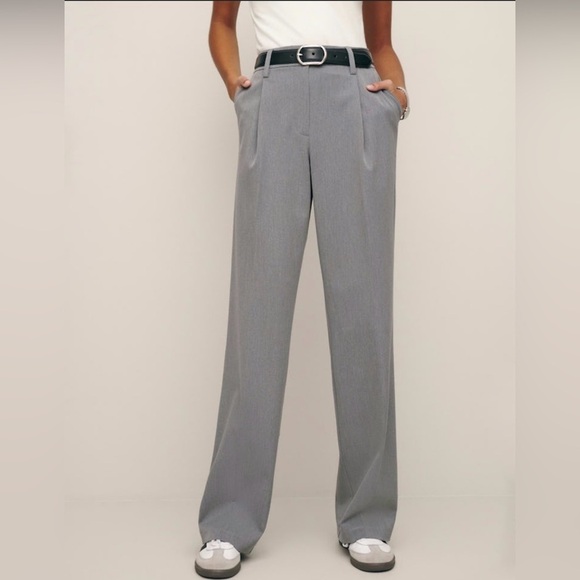 Reformation Alex Mid Rise Pant In Grey Twill, SZ 8, NWT - Picture 2 of 16